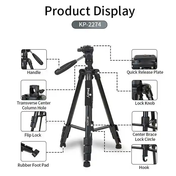 Jmary KP-2274 167cm / 3kg Professional Tripod Tripods Monopod + Horizontal Photography For All DSLR Cameras GoPro Mobile